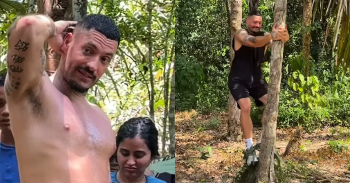 Filipe Ret encara passeio na Amazônia com Agatha Sá e enfrenta larvas e jiboia