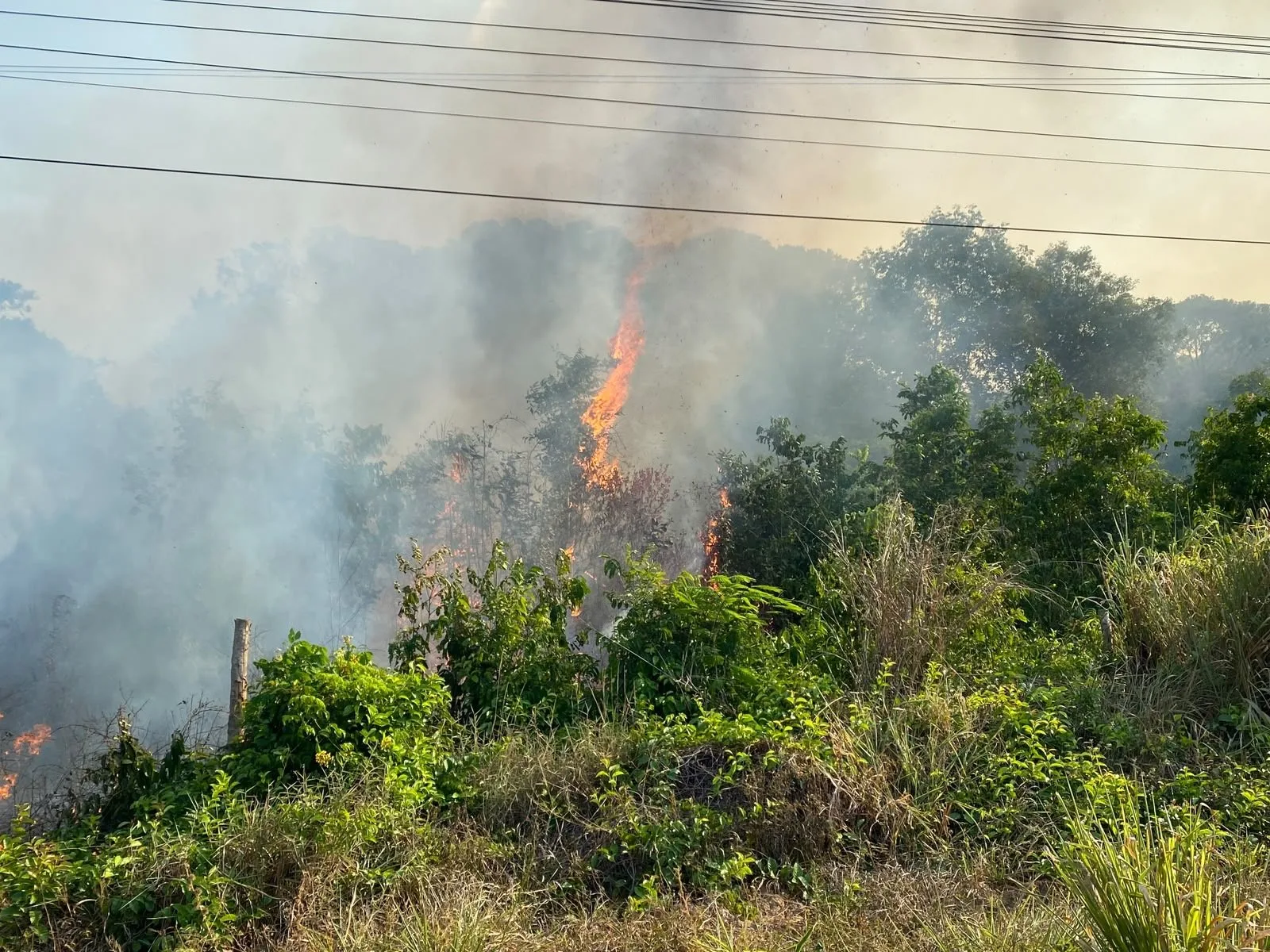 Fumaça de incêndio chega à pista da AM-070 entre Iranduba e Manacapuru