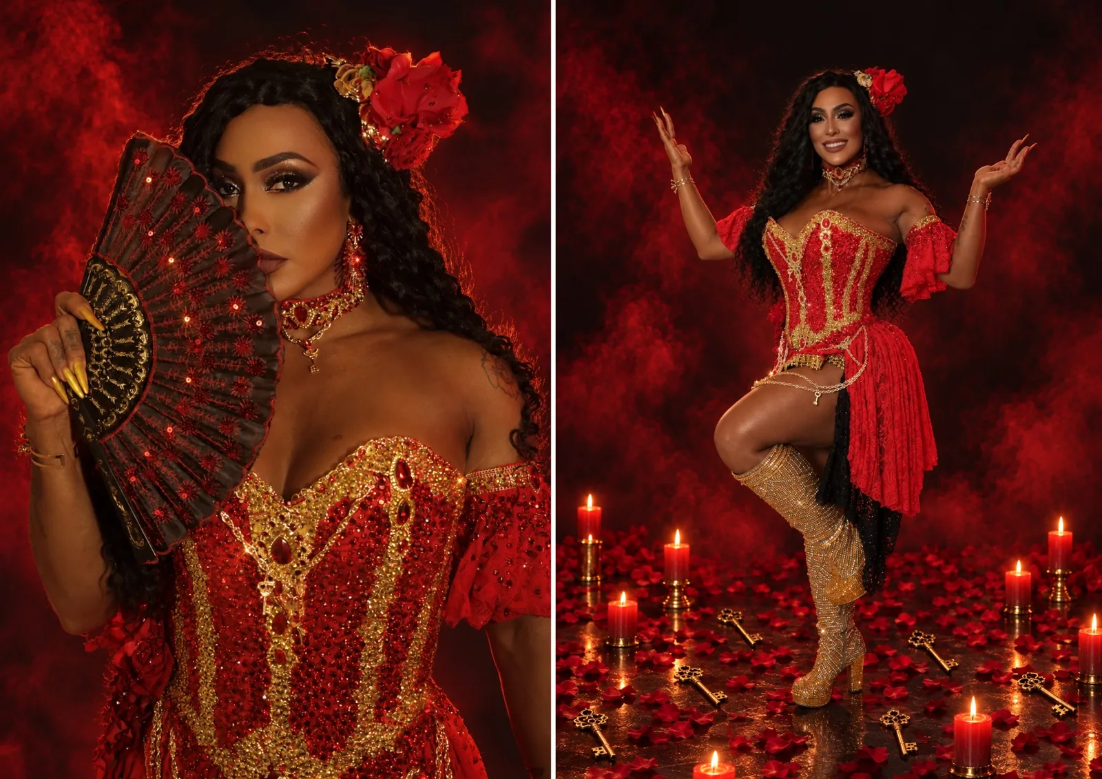 Rosiane Pinheiro usa fantasia de Pombagira na escolha do samba da Vai-Vai