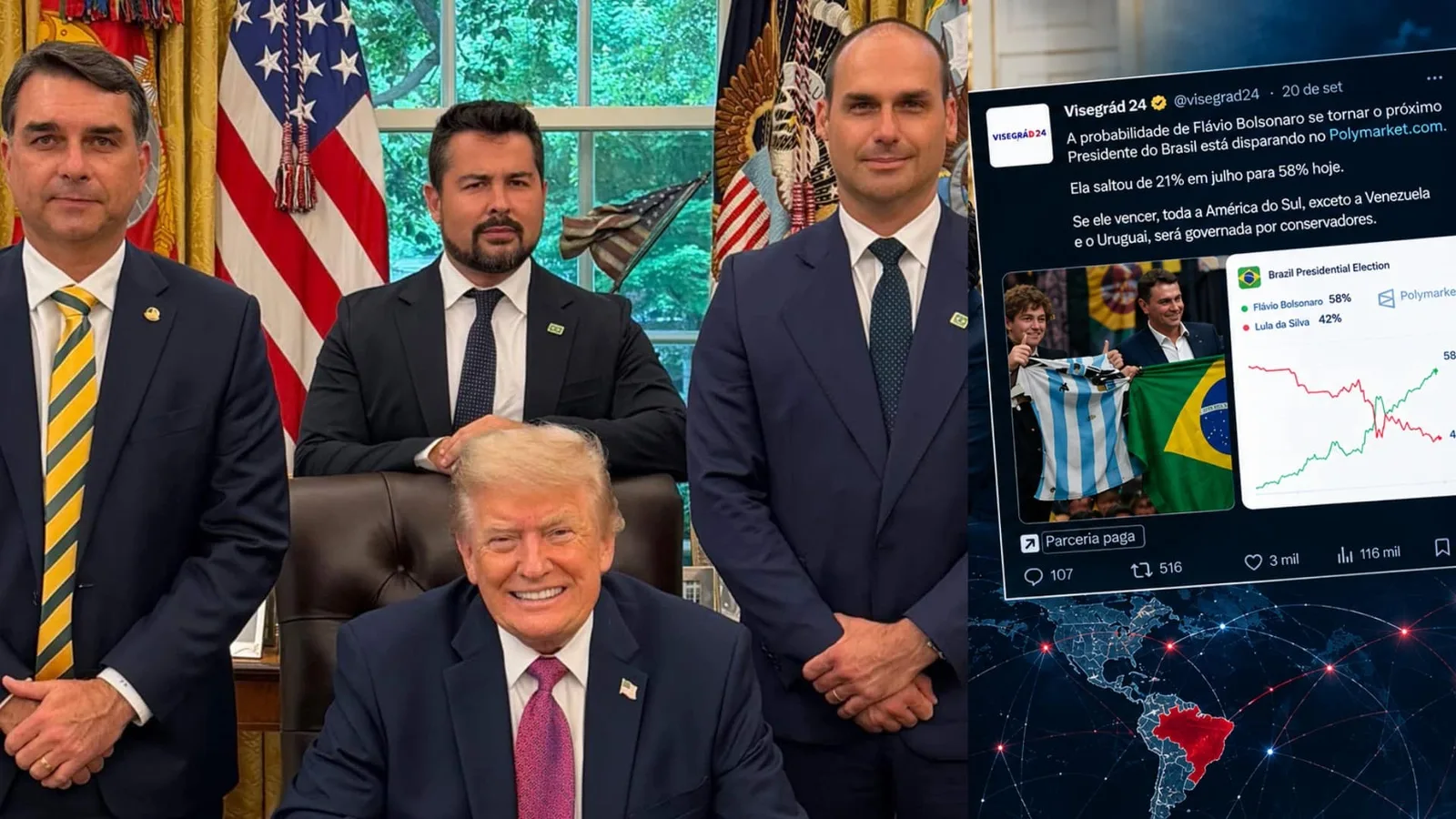 Como atua a rede estrangeira ligada a Donald Trump em favor de Flávio Bolsonaro na eleição brasileira