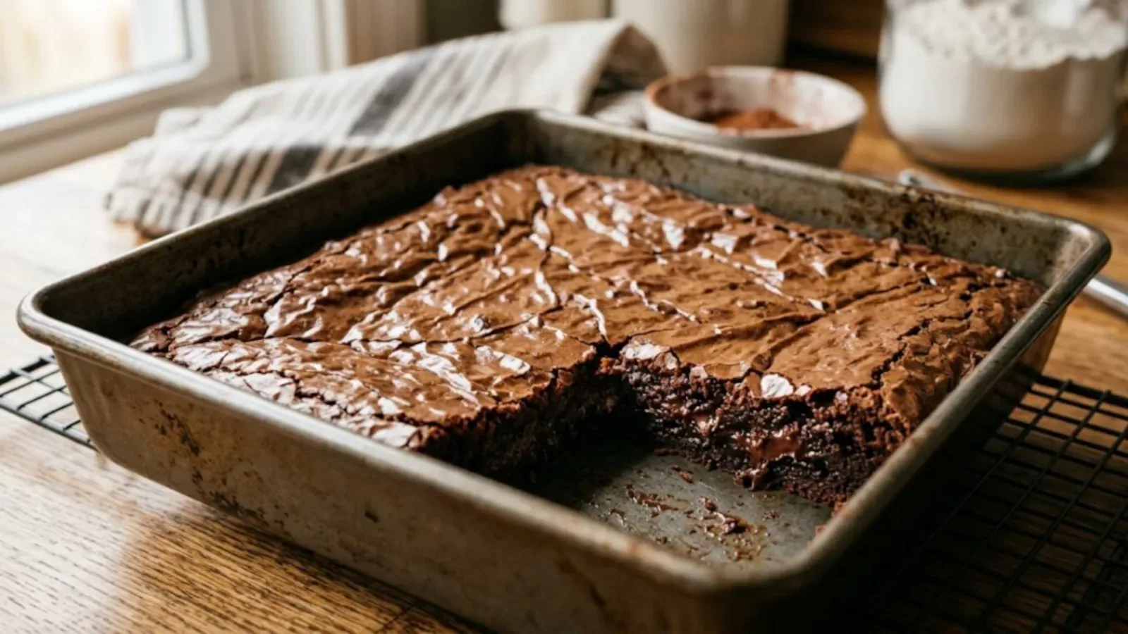 Cinco minutos de batimento ajudam a formar a casquinha do brownie