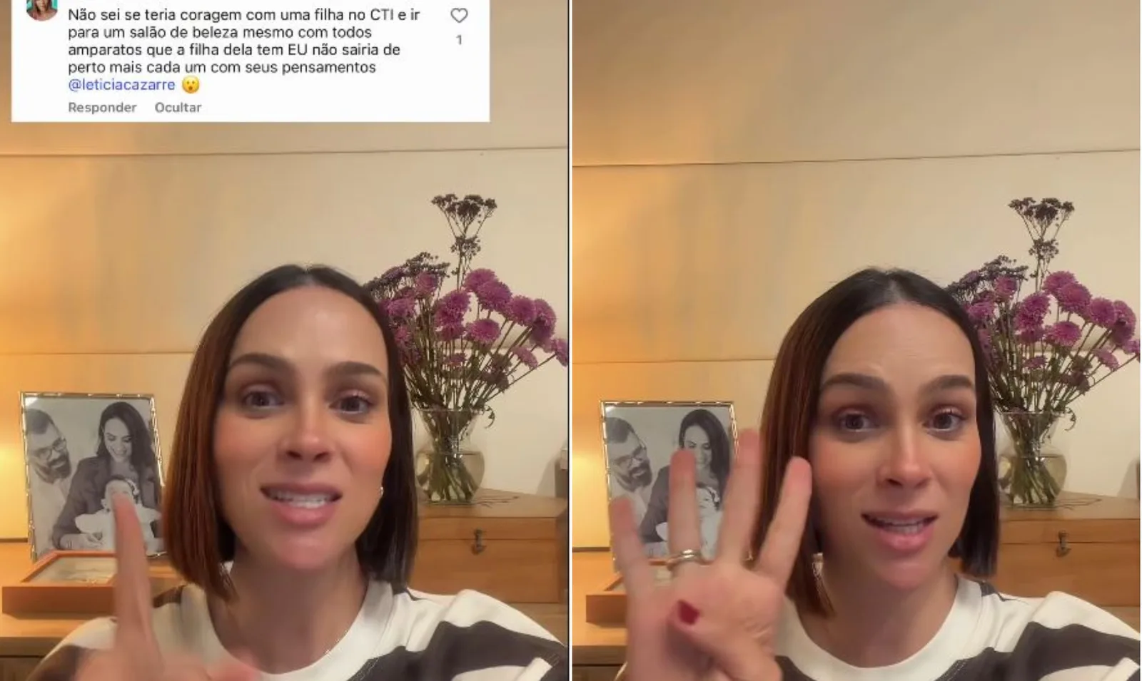 Leticia Cazarré explica autocuidado durante internação da filha