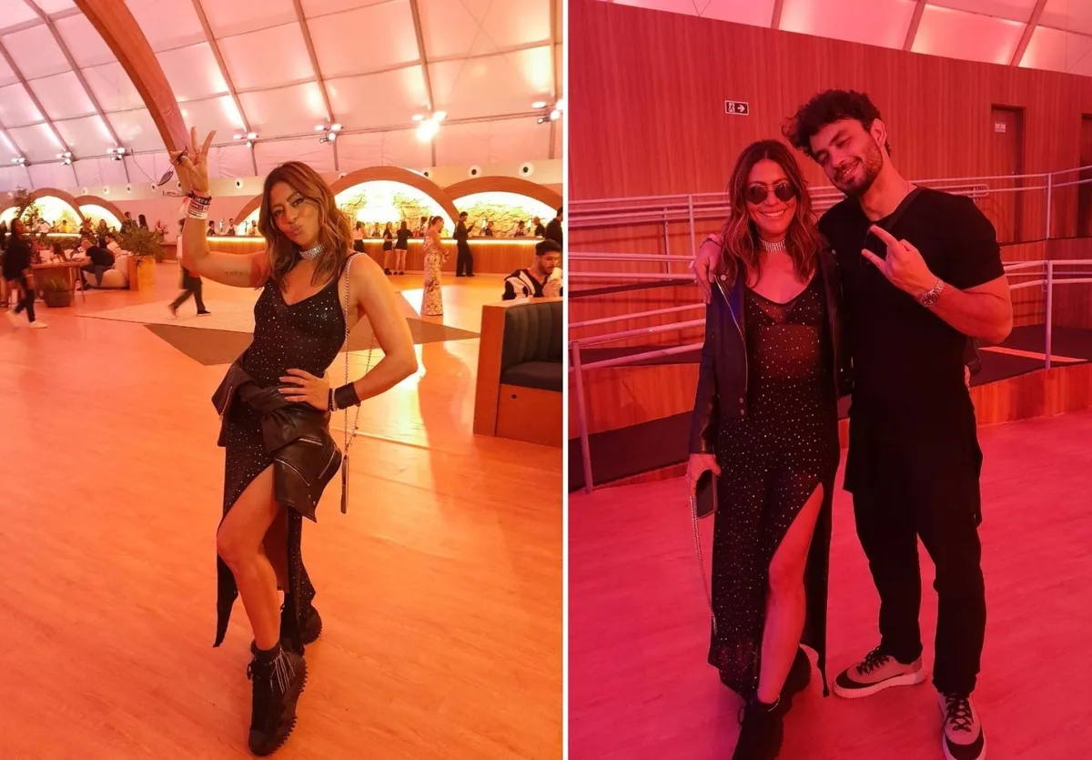 Carol Castro curte Rock in Rio com namorado e a filha, Nina