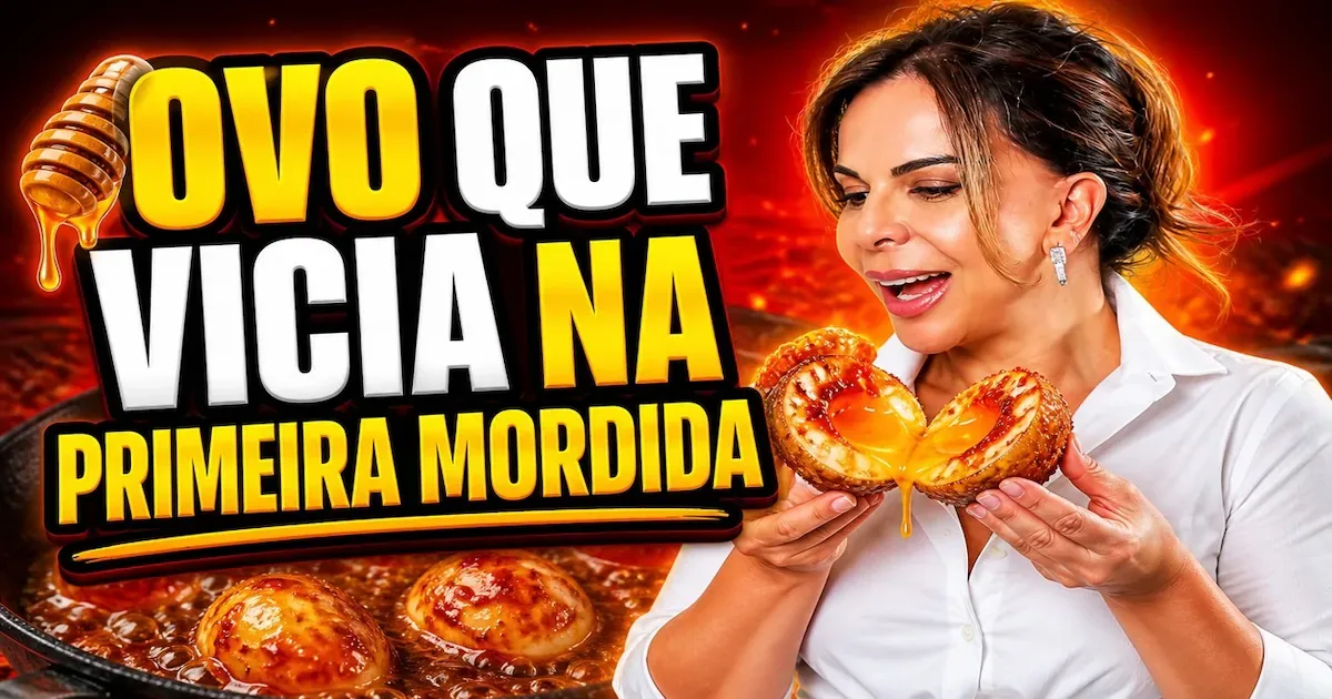 Ovos caramelizados com mel e muçarela para o café da manhã