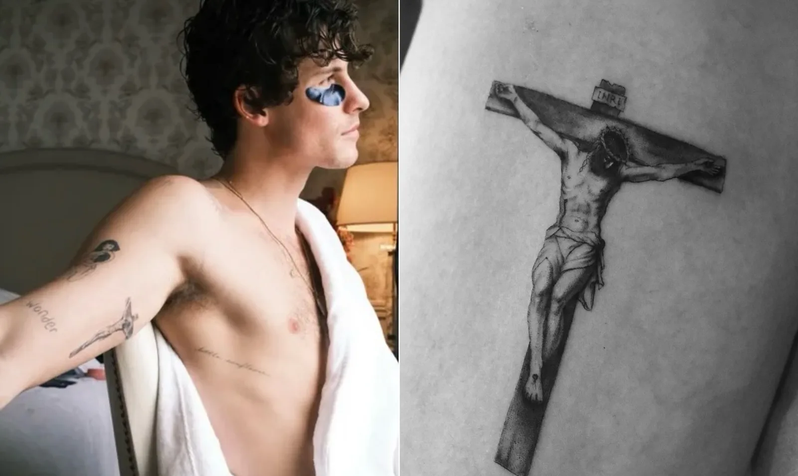 Shawn Mendes revela tatuagem de Jesus crucificado no braço