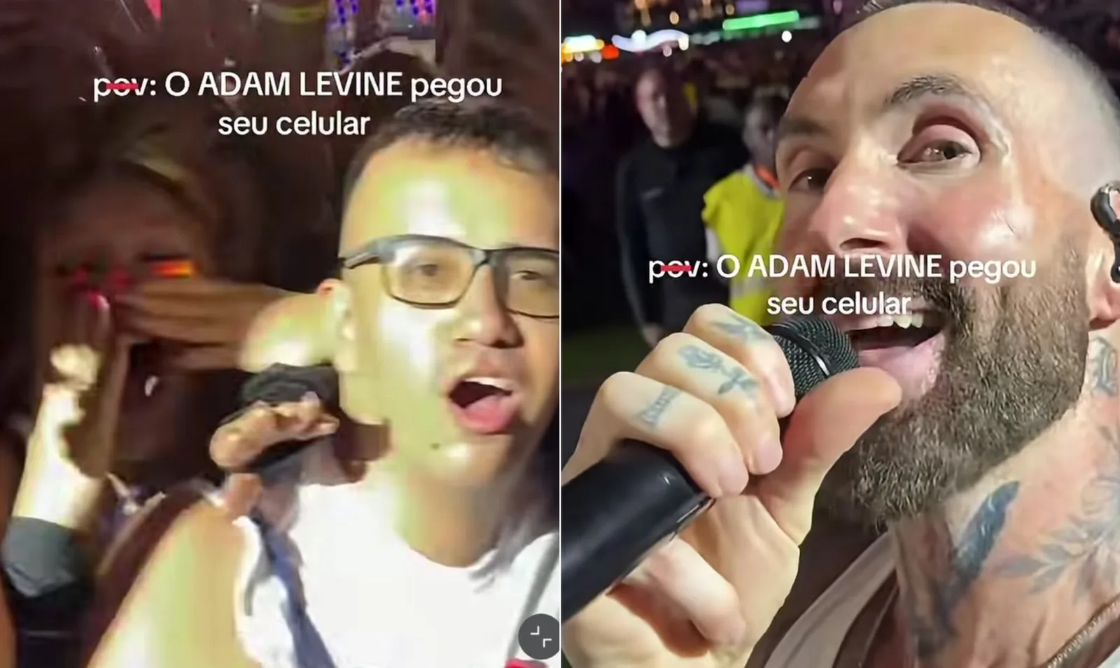 Adam Levine pega celular de fã durante apresentação do Maroon 5 no Rock in Rio