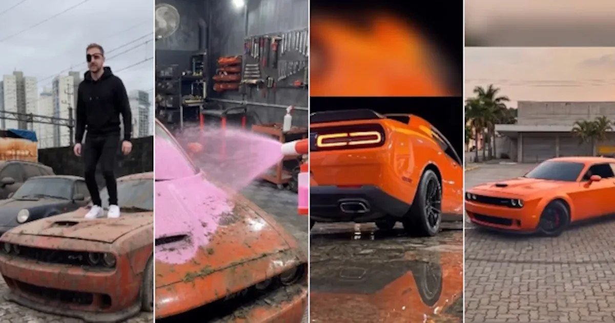 Influenciador encontra Dodge Hellcat abandonado e recupera esportivo